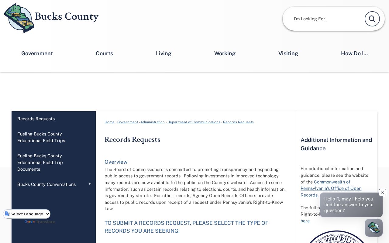 Northampton Township residents directory Bucks County public-records request routes