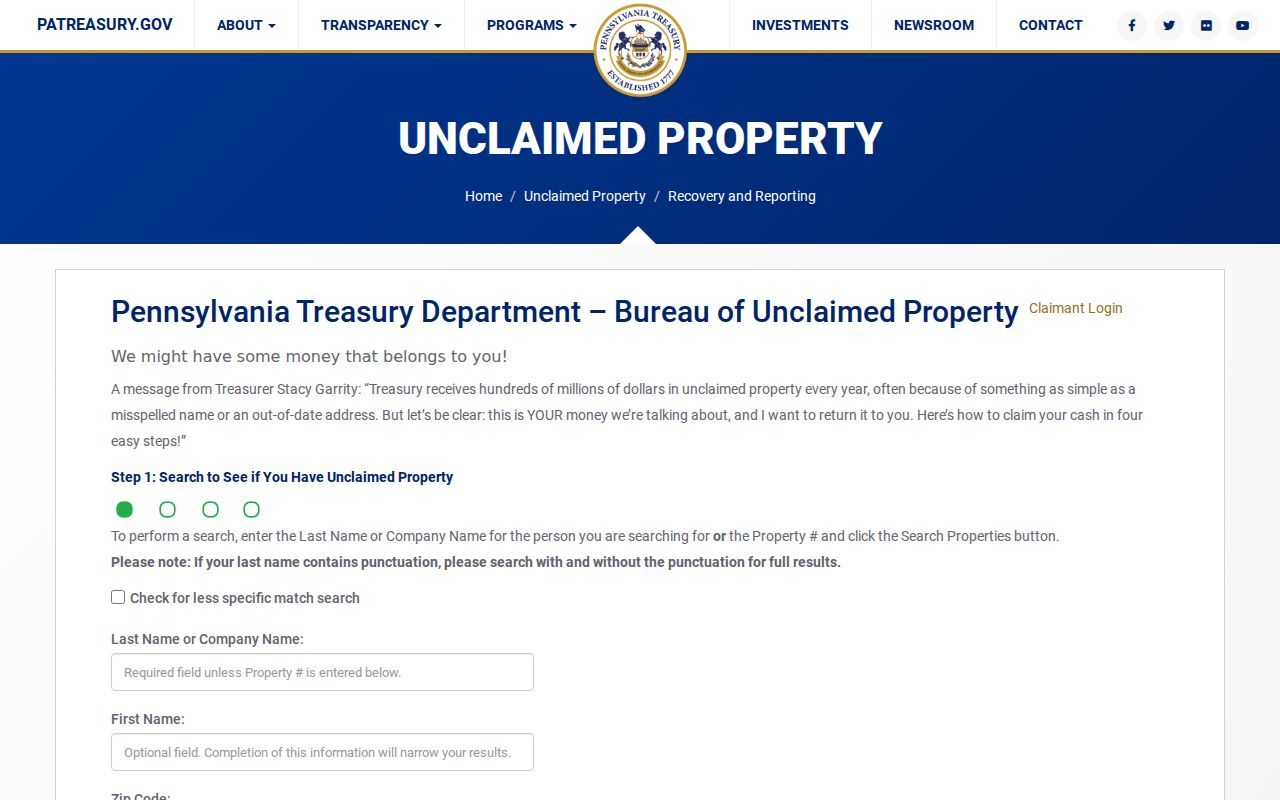 Northampton Township residents directory Pennsylvania unclaimed-property search