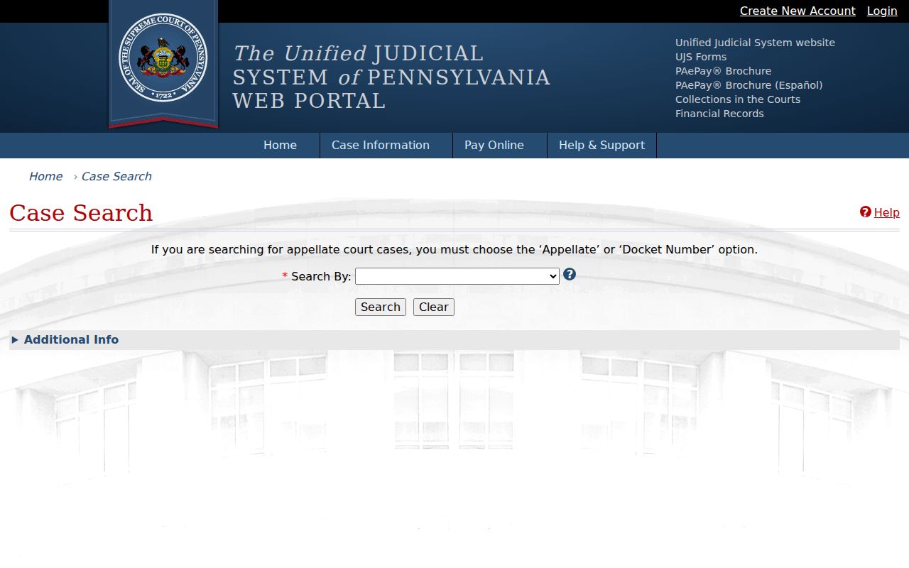 Northampton Township resident lookup using the Pennsylvania UJS public case search