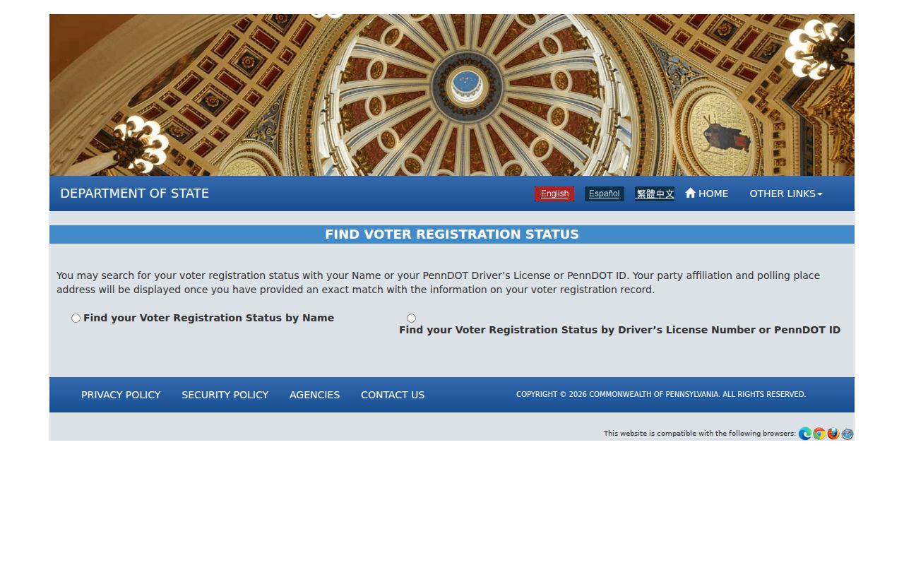 Northampton Township resident lookup using Pennsylvania voter registration status search