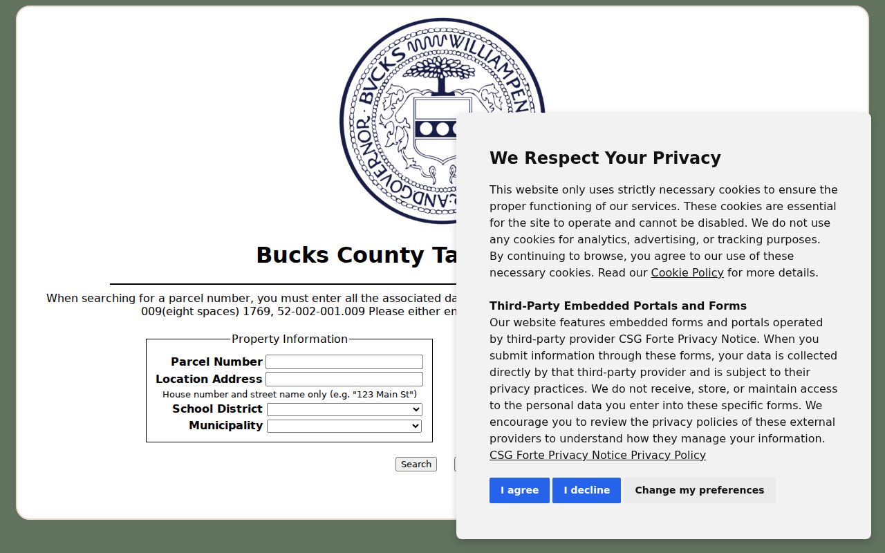 Northampton Township street directory Bucks County property search fields